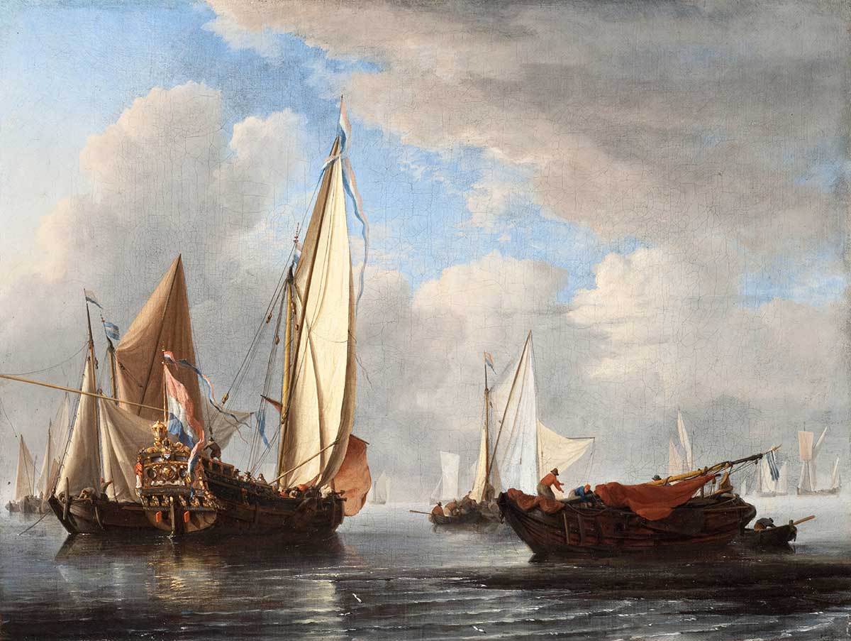 картинка Виллем ван де Велде Младший "Яхта и другие суда в штиль"
