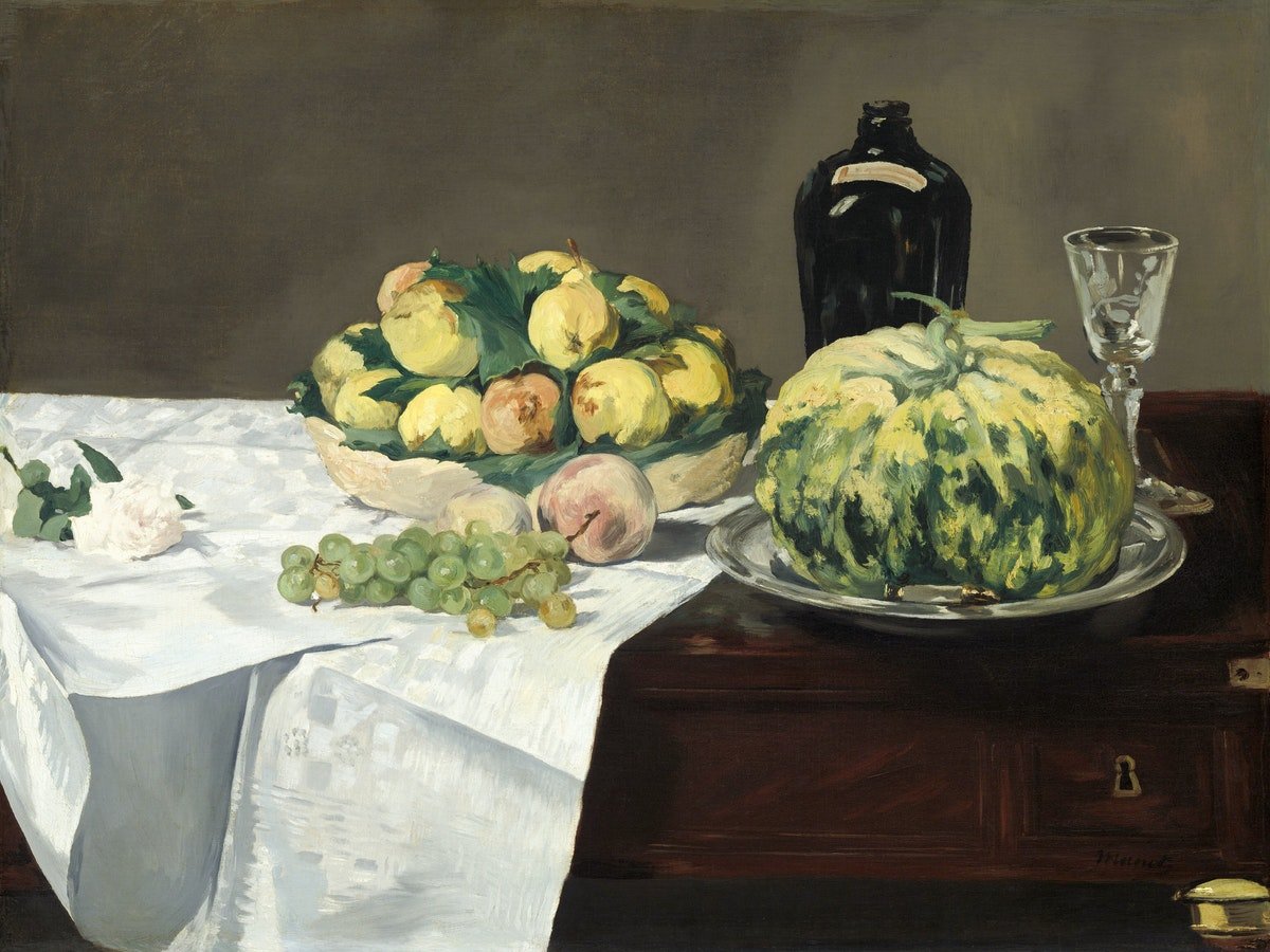 картинка Эдуард Мане "Натюрморт с дыней и персиками"