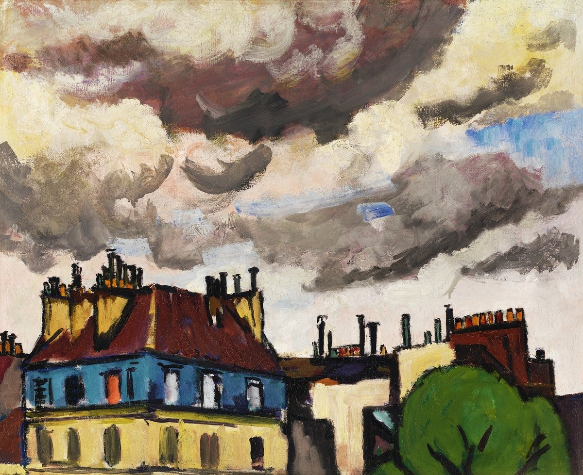 картинка Генри Лайман Сайен "Крыши и облака, Париж"