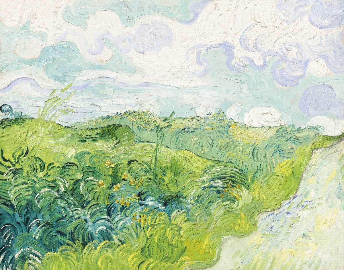 картинка Винсент Ван Гог "Зеленые поля пшеницы, Овер"