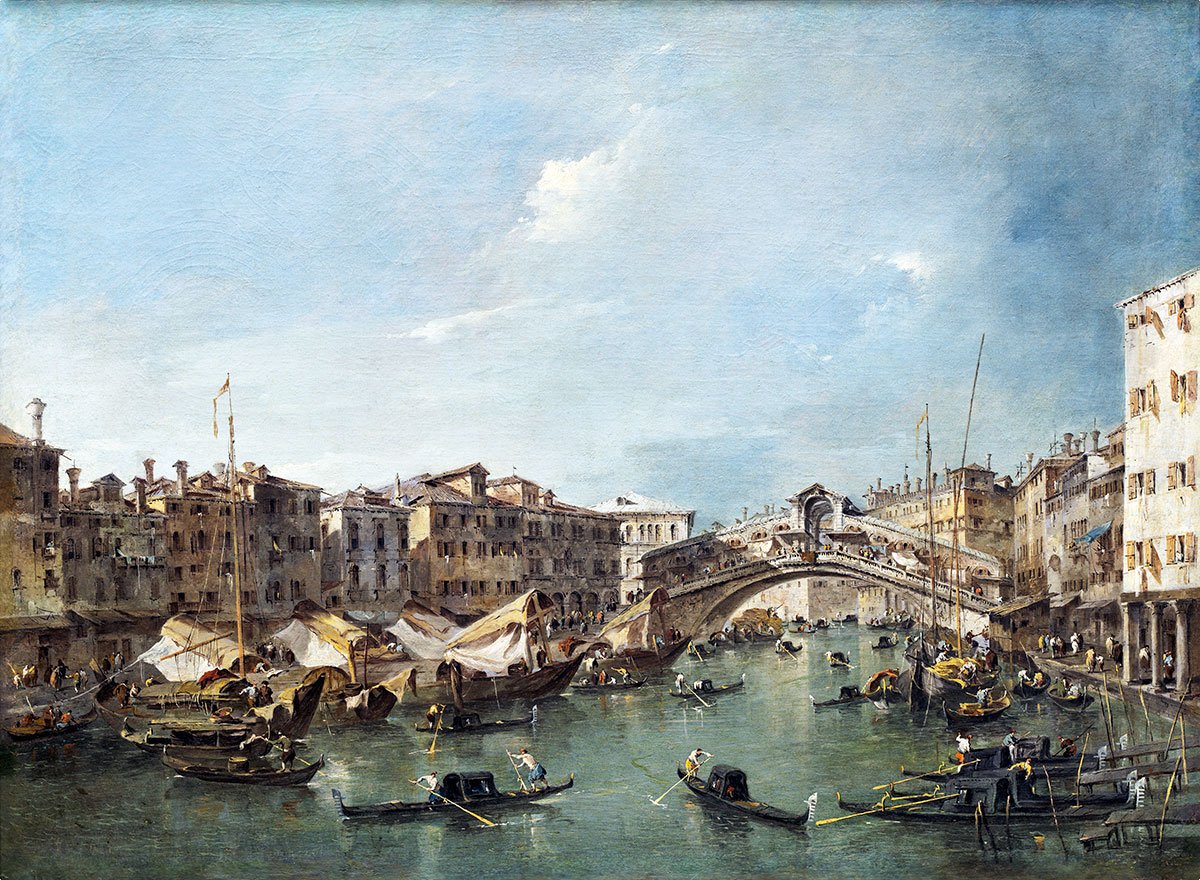 картинка Франческо Гварди "Большой канал с мостом Риальто, Венеция"